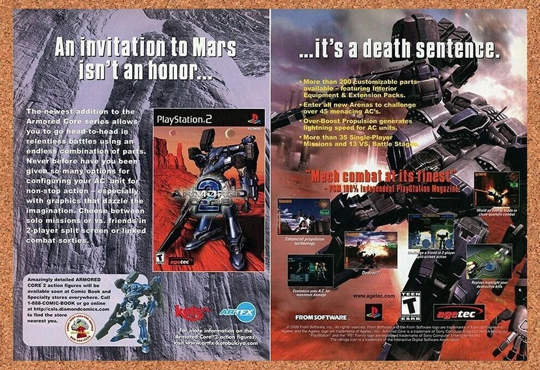 2000 Armored Core 2 PS2 Original Advertisement / Retro Promo v1