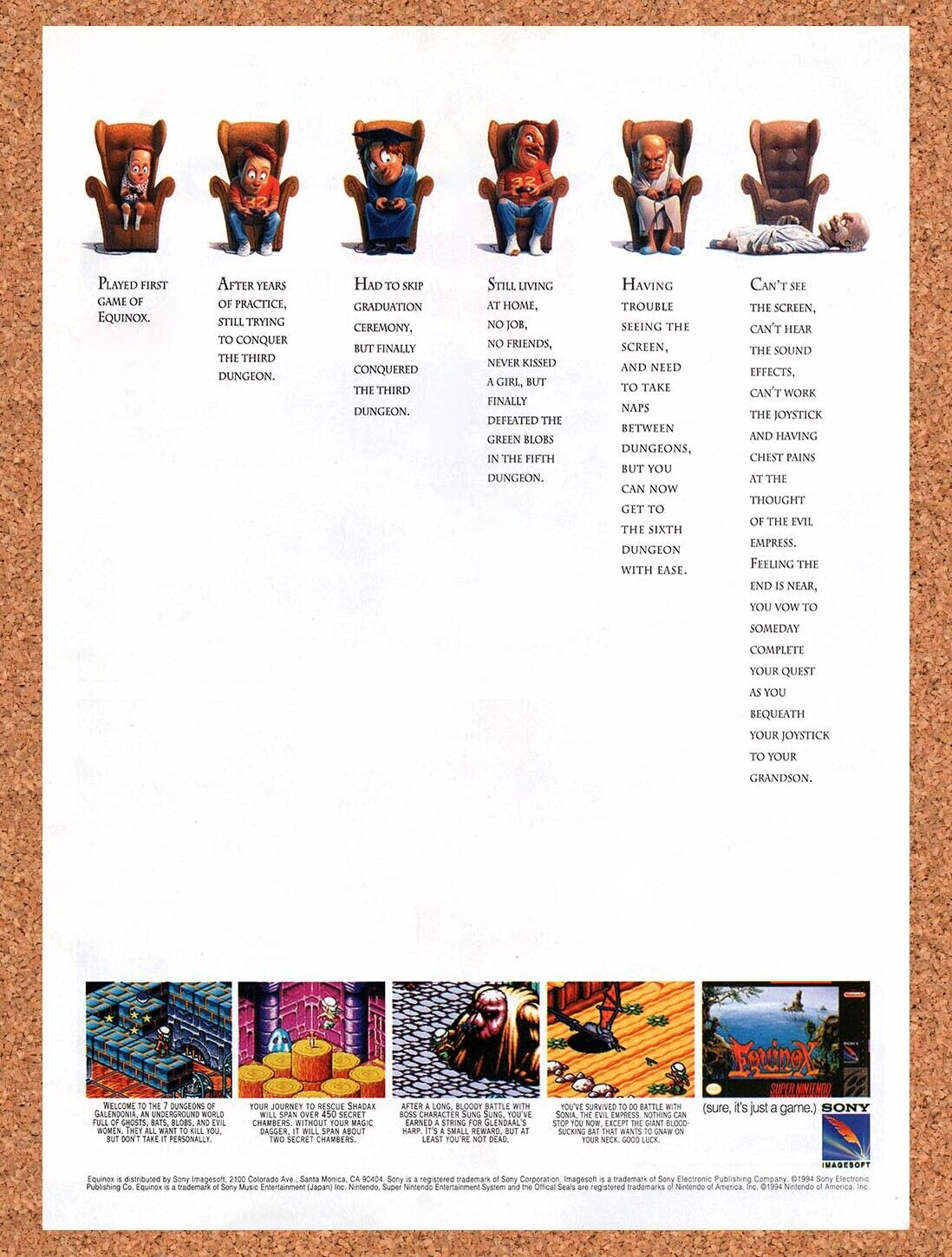 1994 Equinox SNES Original Advertisement / Retro Wall Art v1