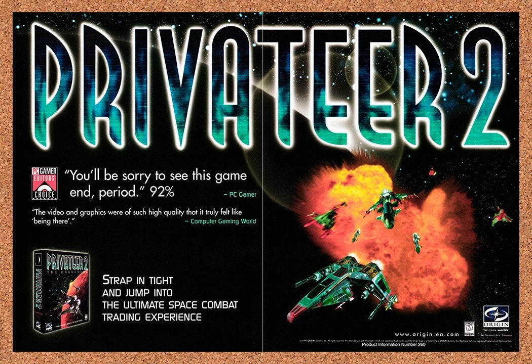 1997 Privateer 2 PC Original Advertisement / Retro Promo v2