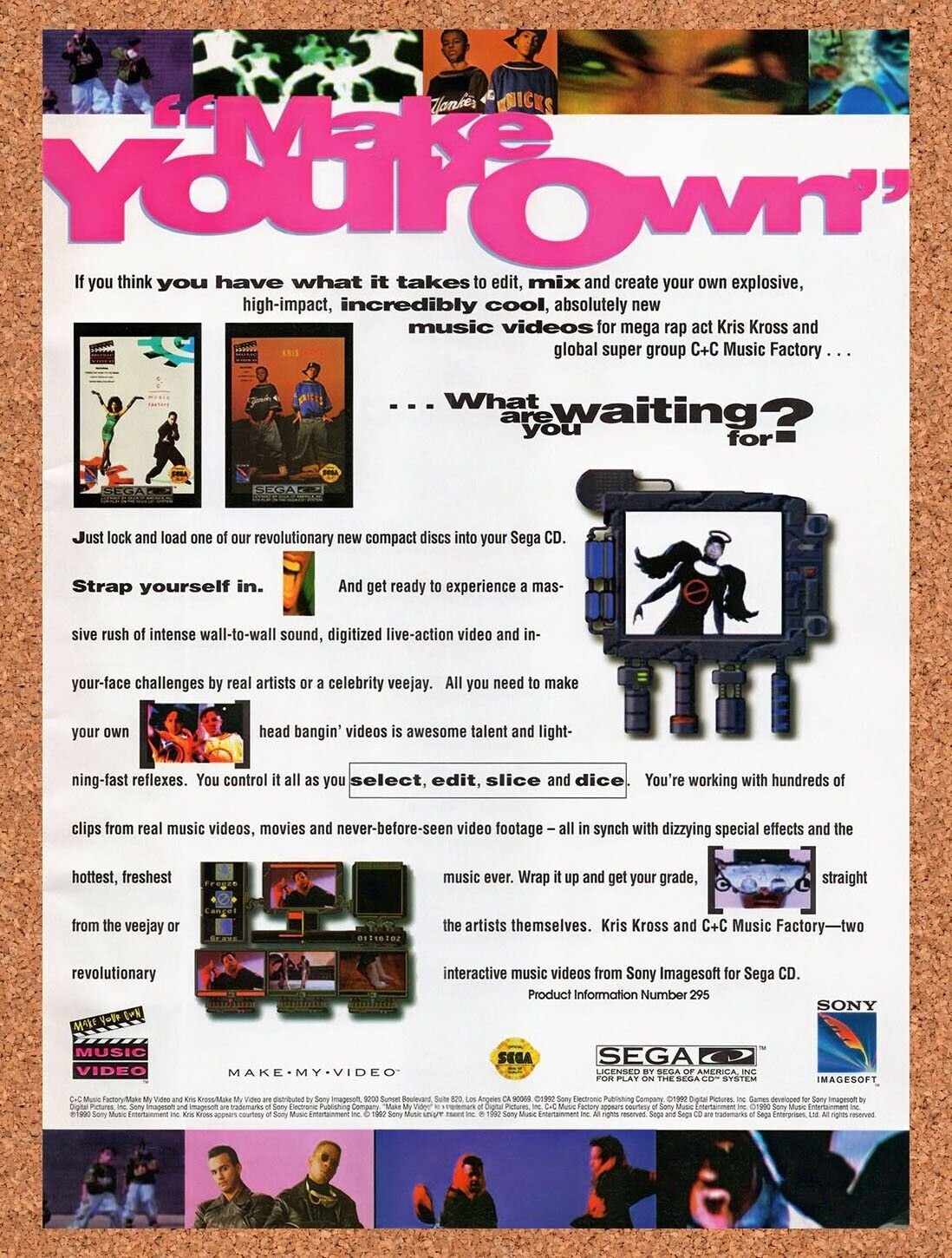 1993 Make My Video Sega CD Original Advertisement / Retro Wall Art v1