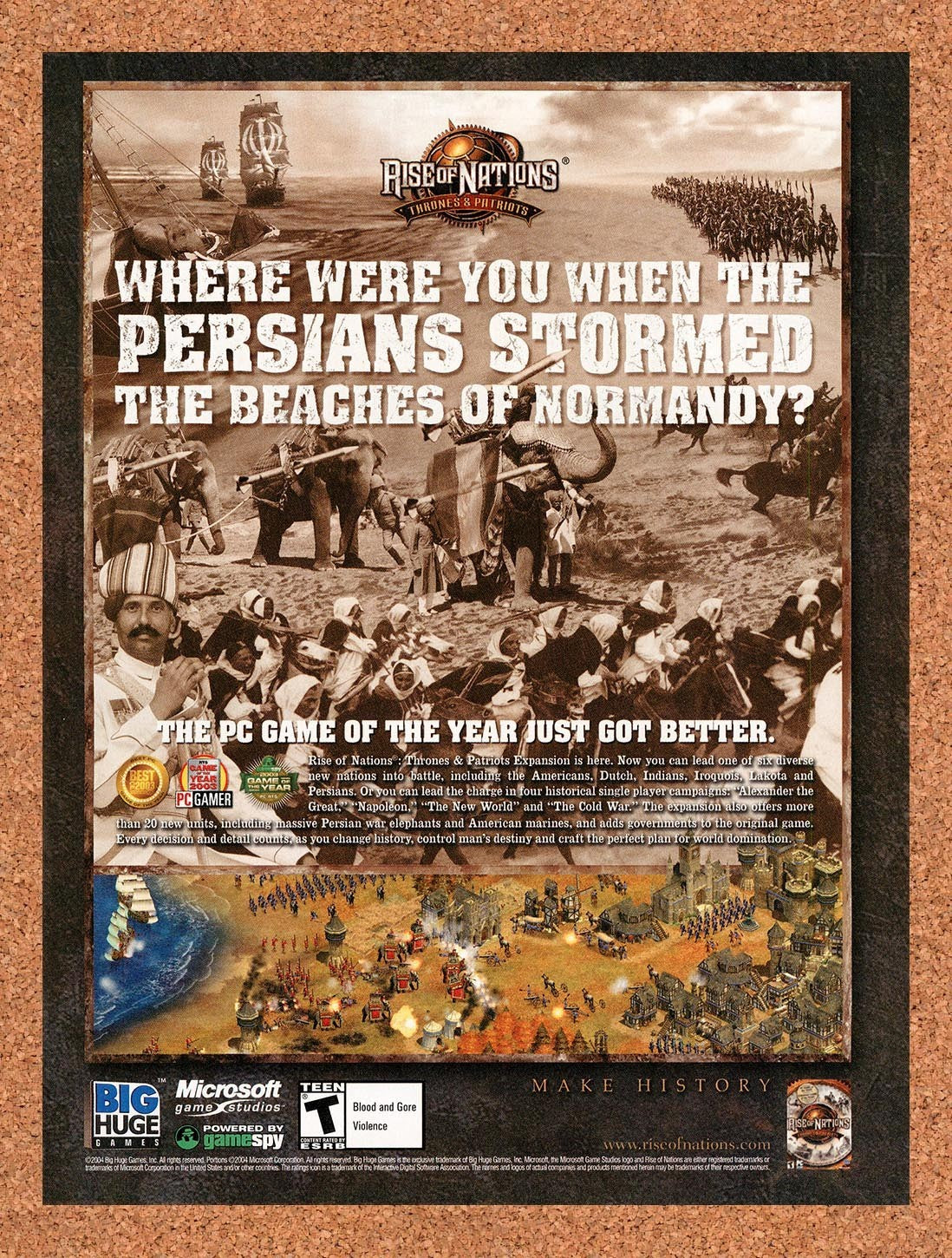 2004 Rise Of Nations PC Original Advertisement / Retro Promo v3