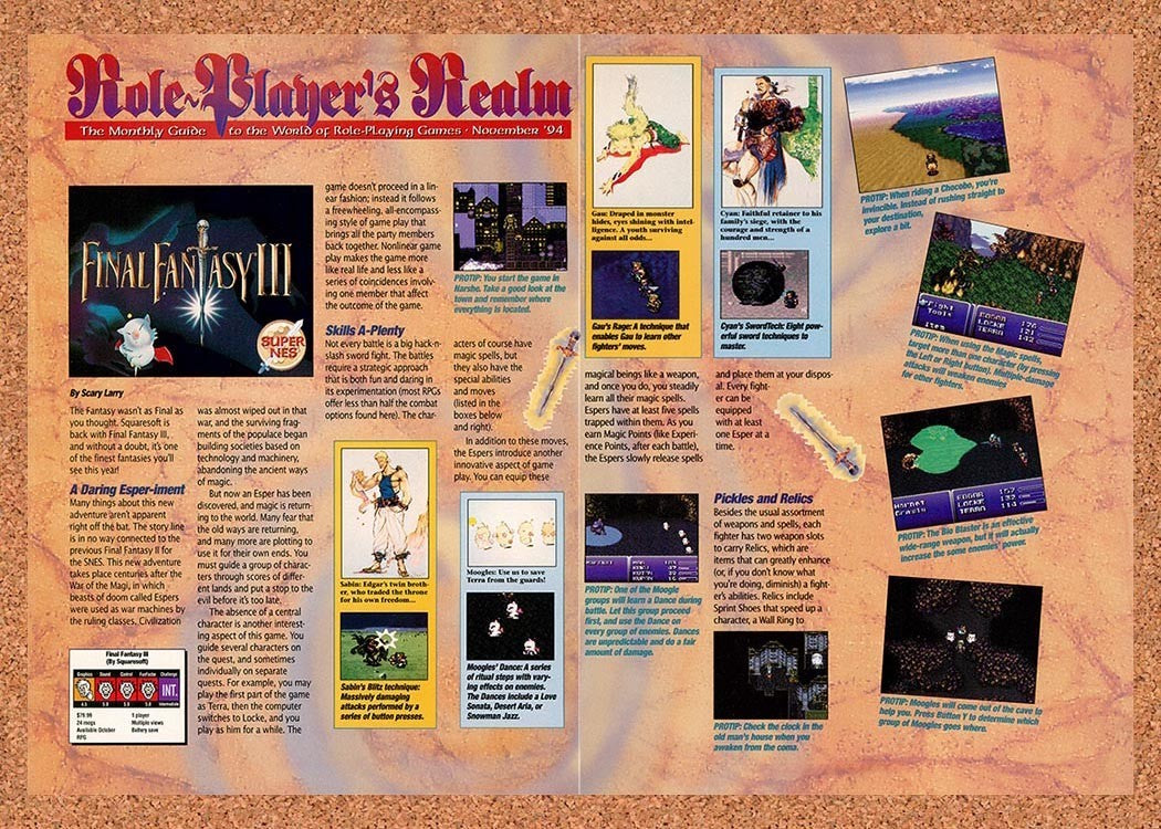 1994 Final Fantasy III Relics And Skills Overview Original Ad / Promo vr2