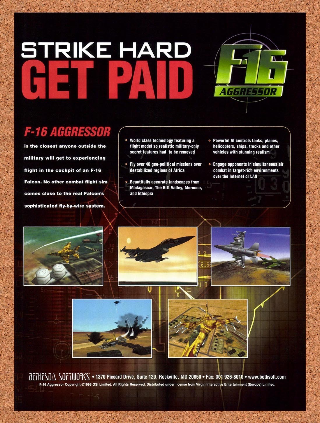 1999 F-16 Aggressor PC Original Advertisement / Retro Promo v2