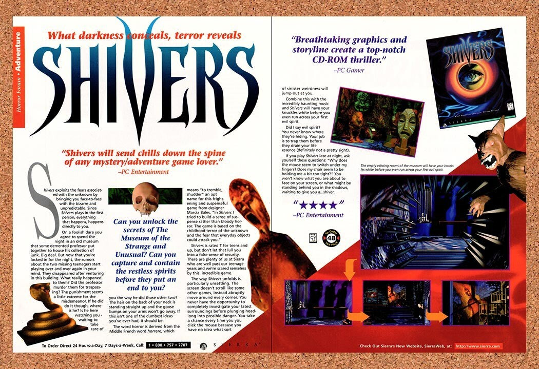 1996 Shivers PC Original Sierra Advertisement / Retro Wall Art v2