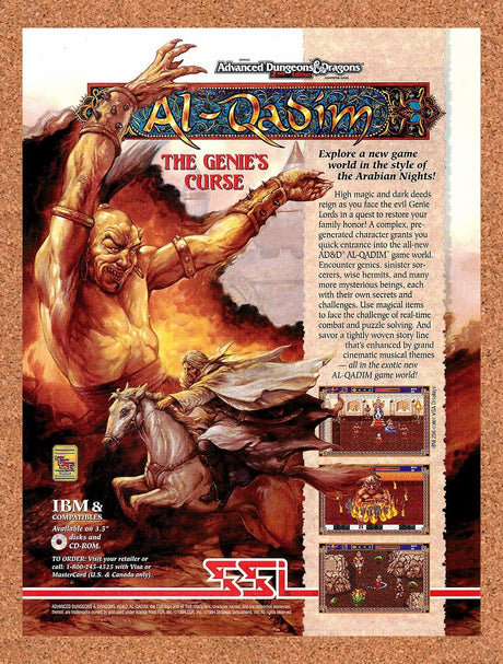 1994 Advanced Dungeons & Dragons Al-Qadim Genie Curse IBM Original Ad / Promo v1