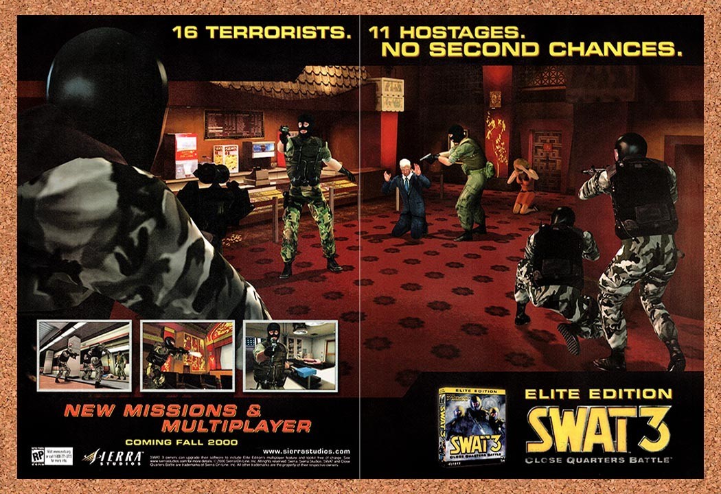 2000 Swat 3 Close Quarters Battle PC Original Advertisement / Retro Promo v1