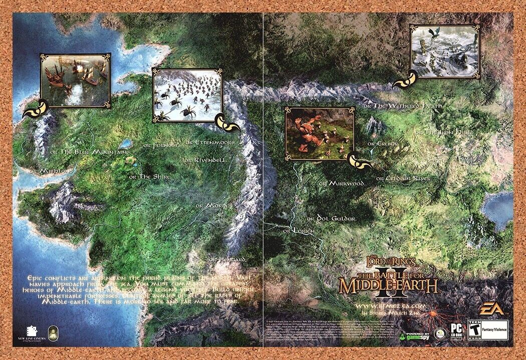 Original 2006 Lord Of The Rings Middle-Earth 2 PS2 Vintage Ad Video Game Promo