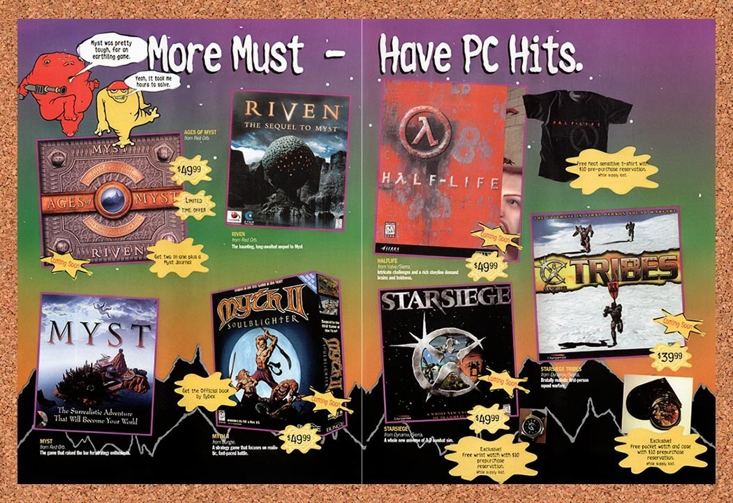 1998 Gamelord PC Games Half-Life Myst Original Advertisement / Retro Promo v1