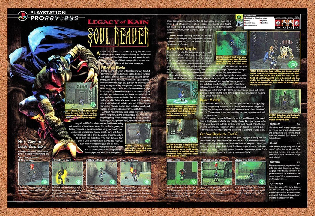 1999 Legacy Of Kain Soul Reaver PS1 Original Advertisement / Retro Promo vr1