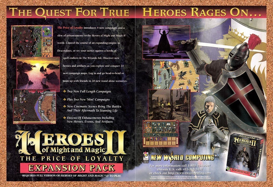1997 Heroes Of Might And Magic II The Price Of Loyalty PC Original Ad / Promo v2