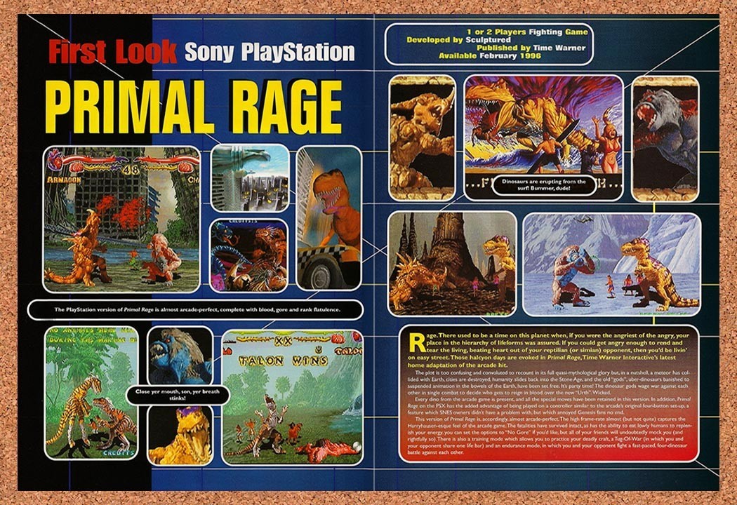 1996 Primal Rage PS1 Original Advertisement / Retro Promo vr5