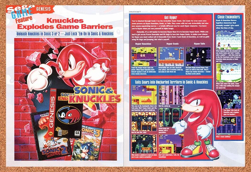 1995 Sonic & Knuckles Genesis Original Advertisement / Retro Wall Art v5