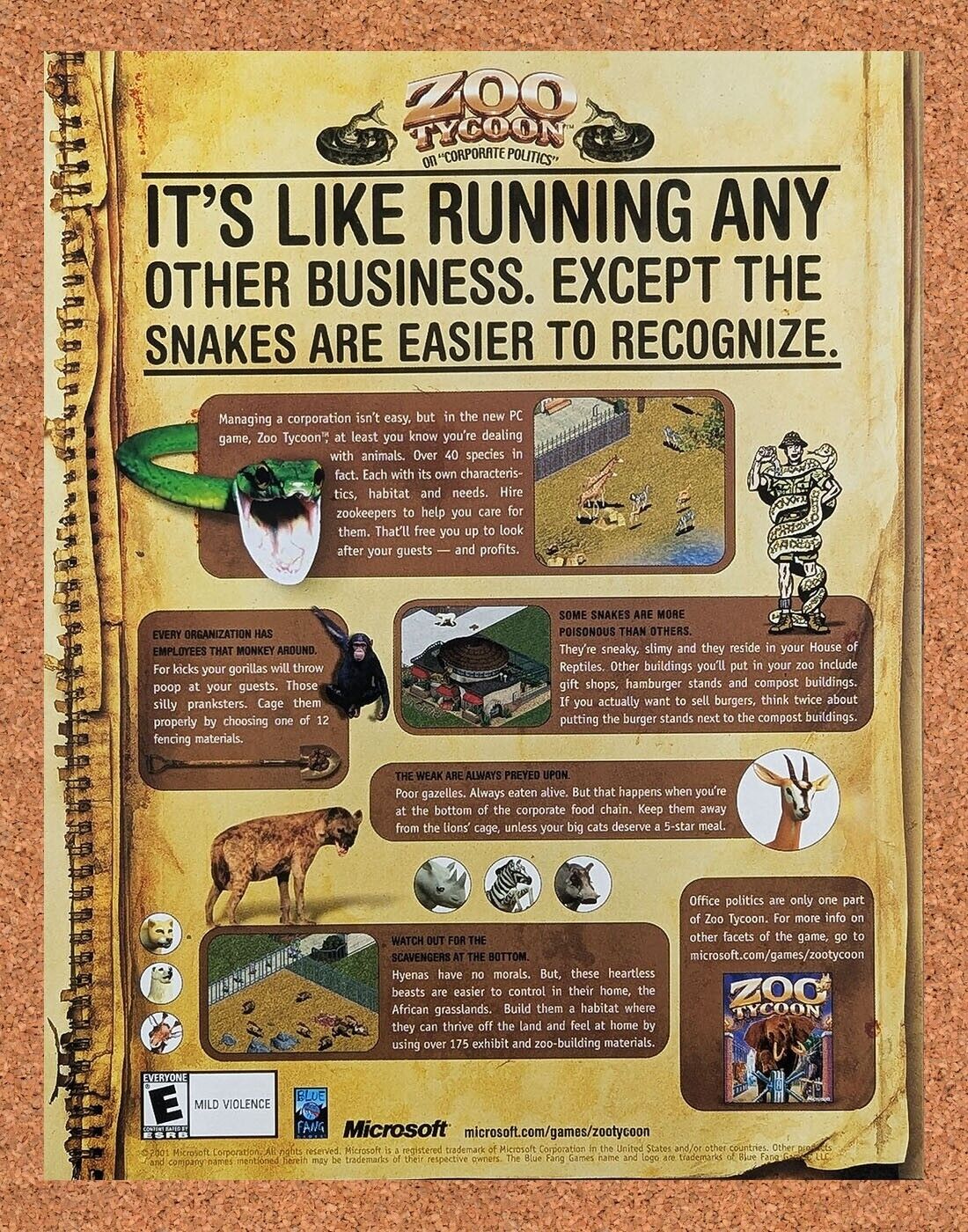 Zoo Tycoon PC Original 2003 Ad Authentic Funny SIM Video Game Promo