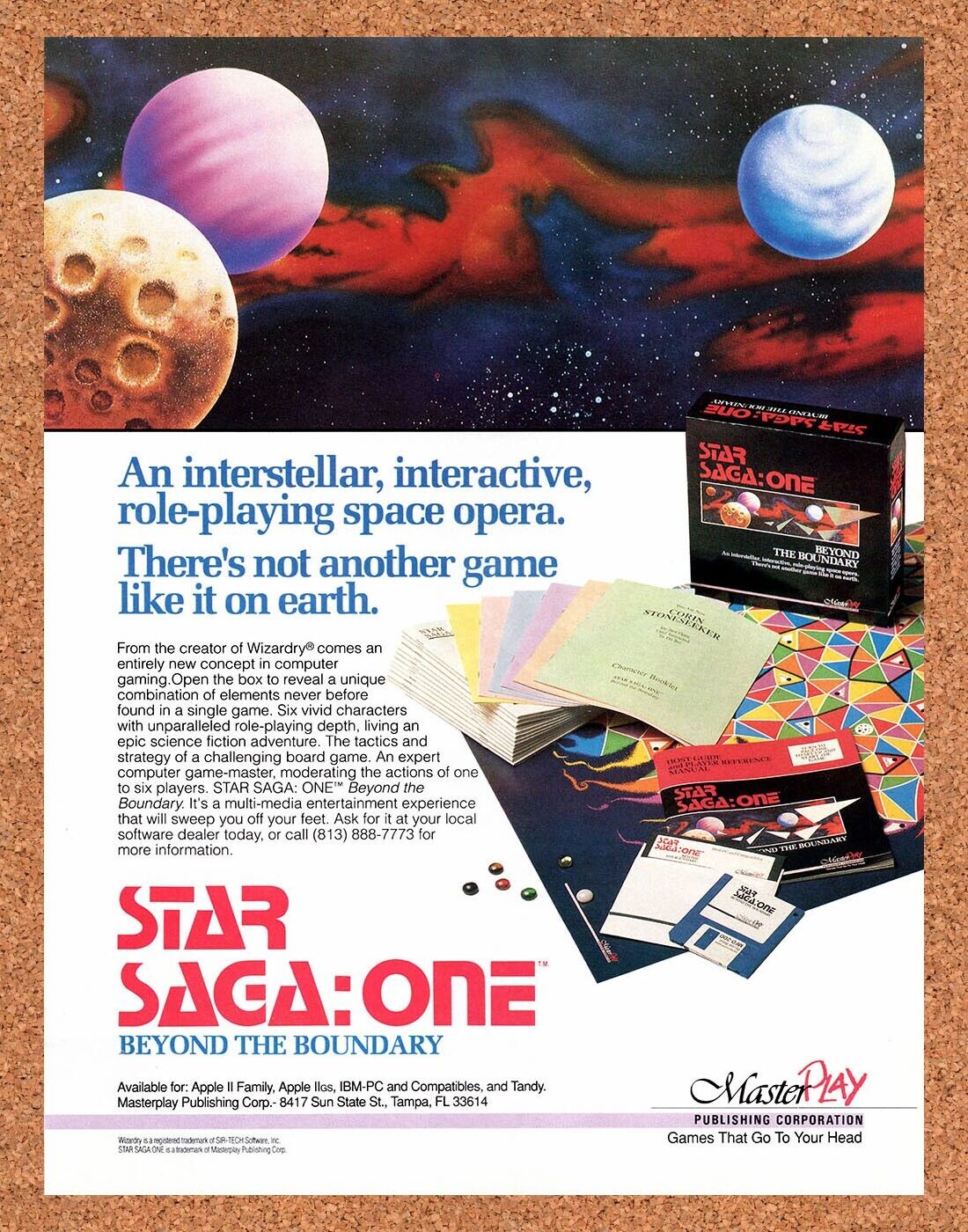 Star Saga One Apple 2 Original 1988 Vintage Ad - Video Game Promo