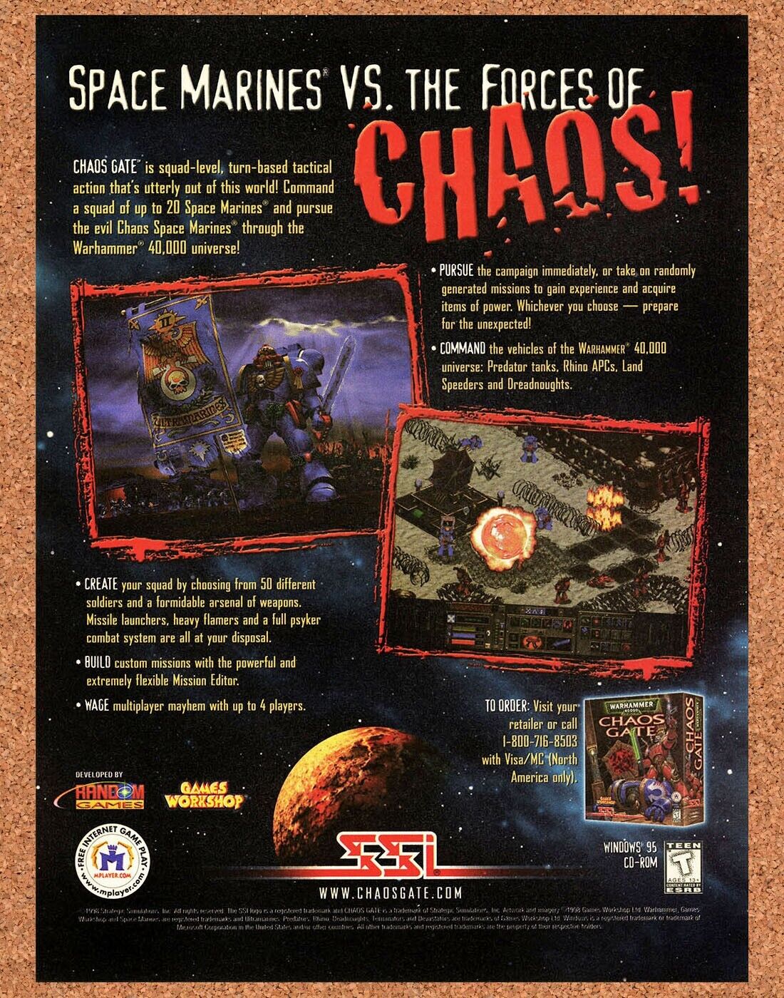 Warhammer 4000 Chaos Gate PC Original 2000 Ad Authentic Space Marines Game Promo