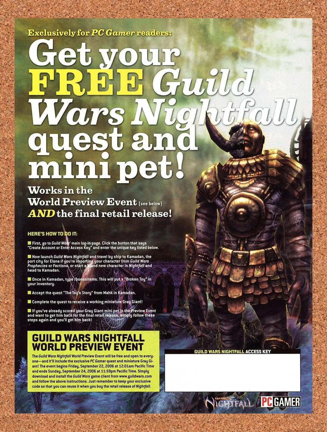 2006 Guild Wars Nightfall Quest & Mini Pet Original Advertisement / Promo v1