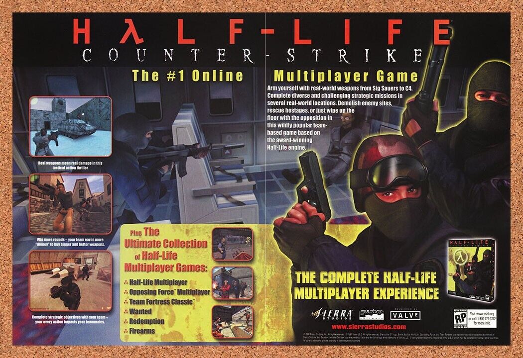 2001 Counter-Strike Half-Life PC Original Advertisement / Retro Wall Art v1