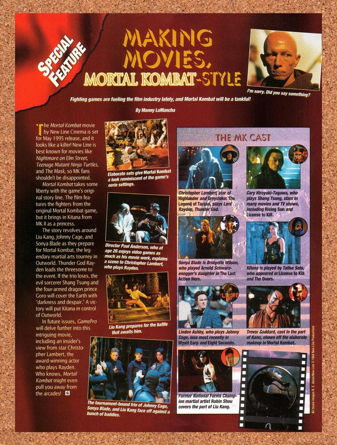 1995 Mortal Kombat Movie Cast Reveal Original Advertisement / Retro Wall Art v3