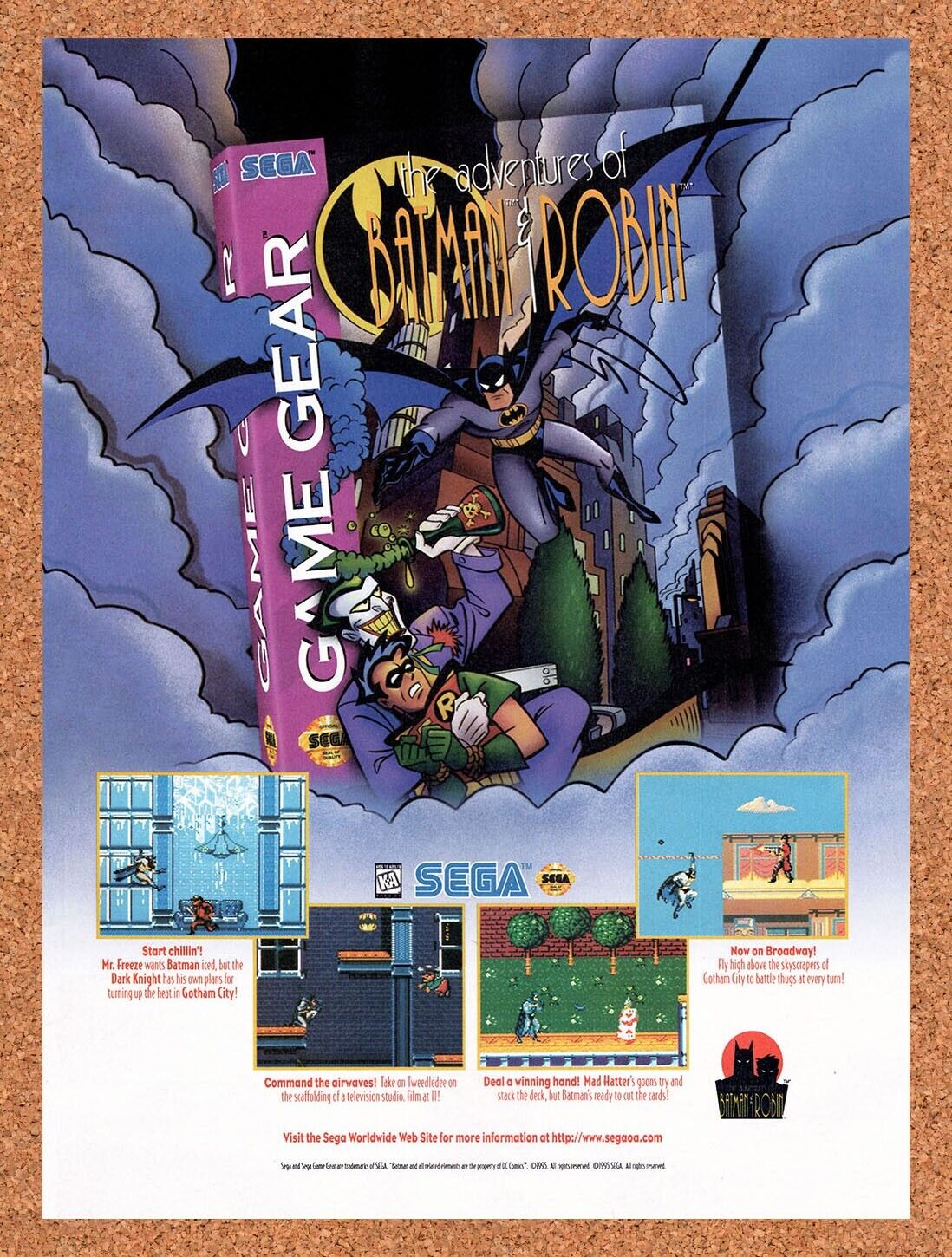 1995 Adventures Of Batman & Robin Game Gear Original Ad / Retro Wall Art v2
