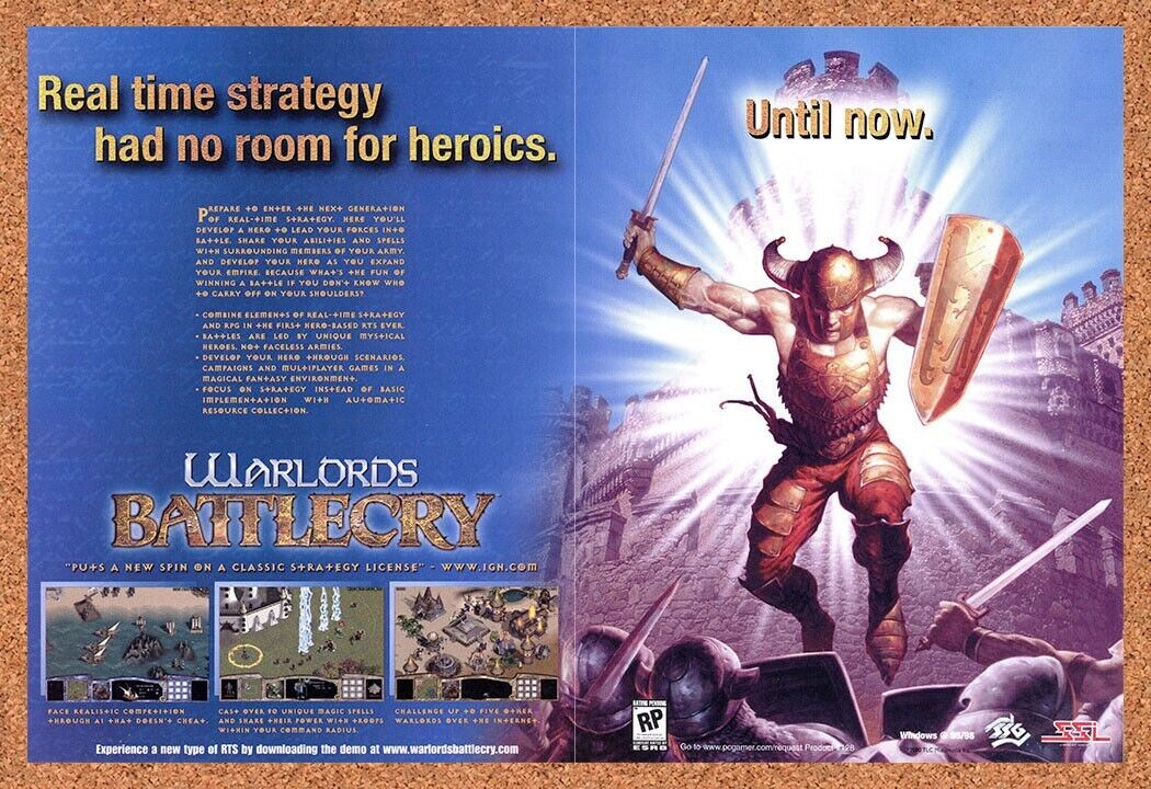 Warlords Battlecry II PC Original 2002 Print Ad Authentic Video Game Promo