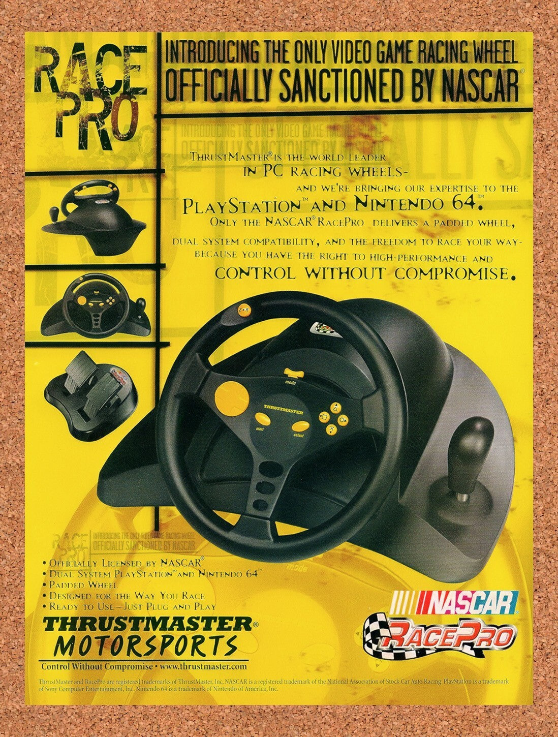 1998 Thrustmaster Motorsports Race Pro Original Ad / Retro Wall Art v1