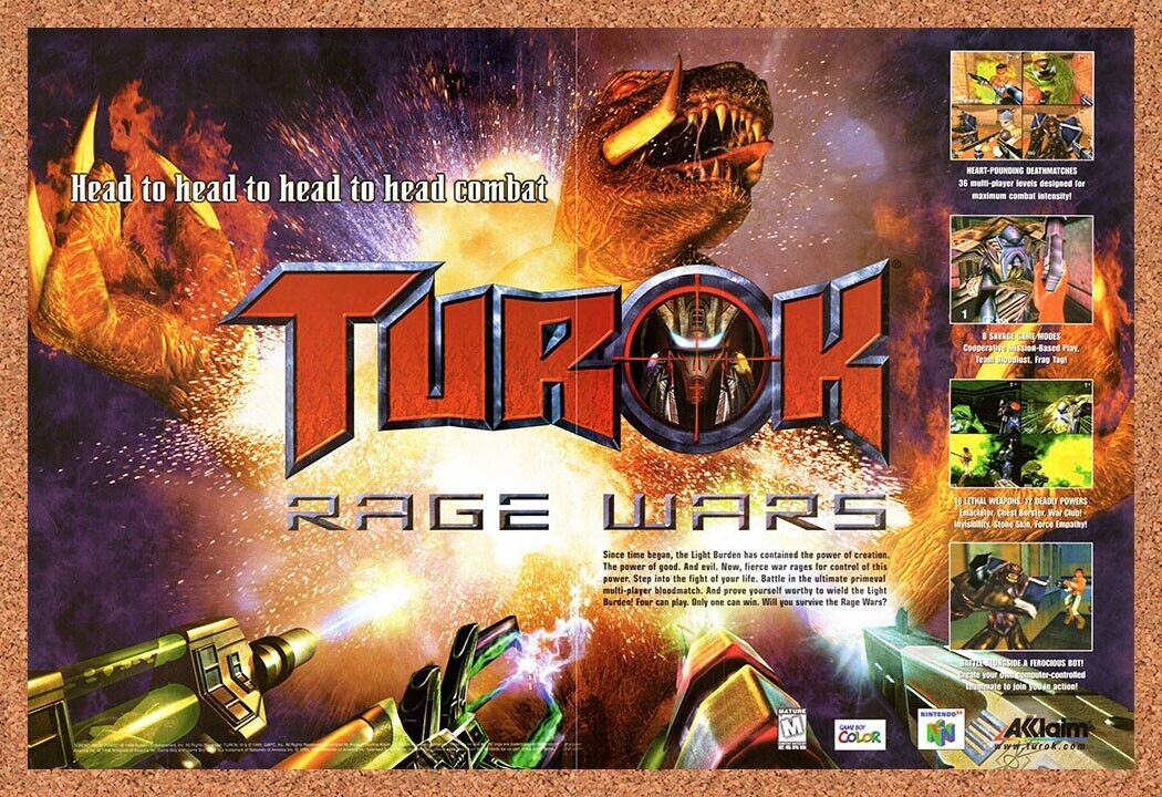 Turok Rage Wars N64 Original 2000 Vintage Ad - Video Game Promo