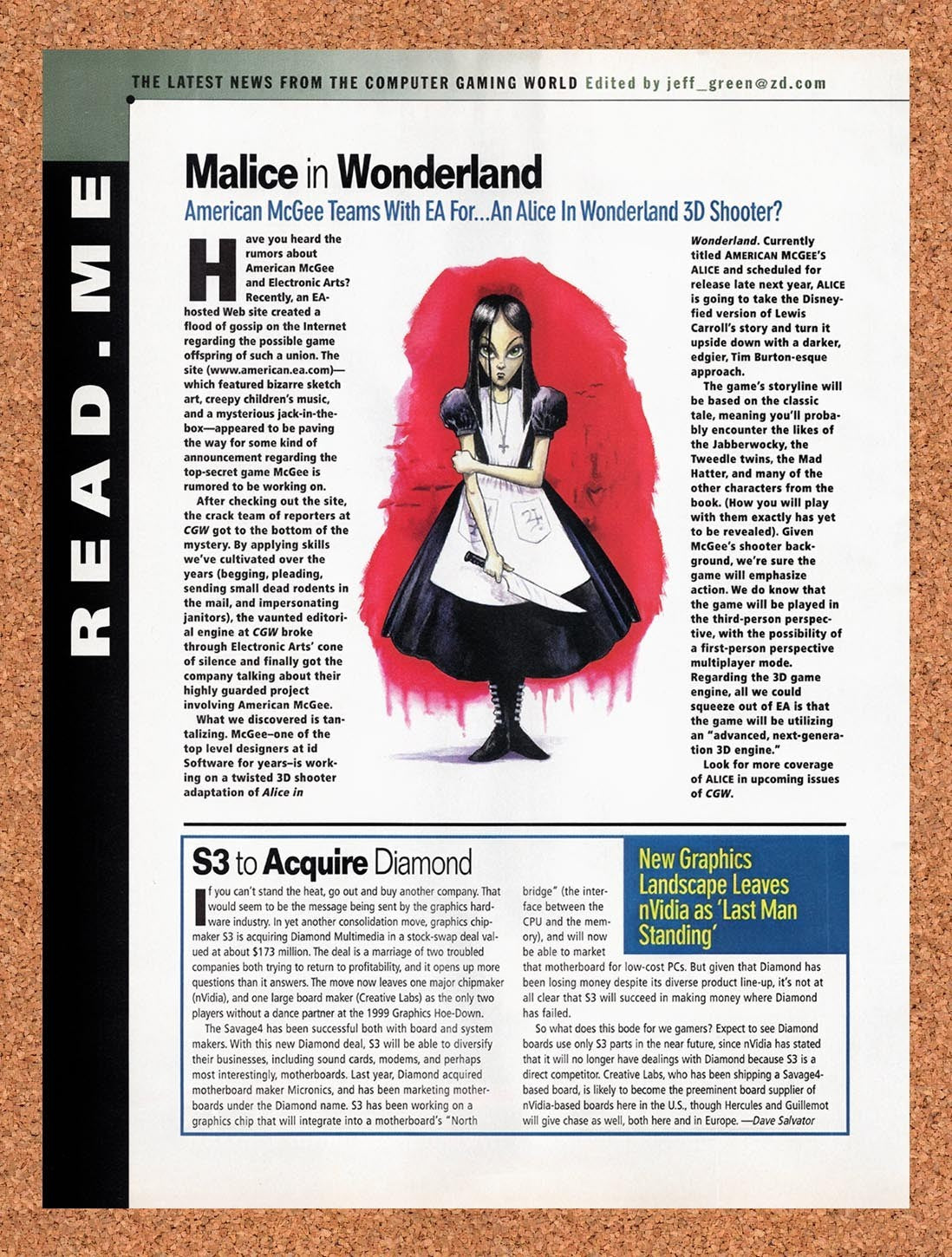1999 American McGee's Alice Announcement Original Advertisement / Promo vr3