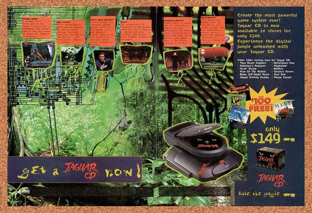 1995 Atari Jaguar CD Original Advertisement / Retro Wall Art v6