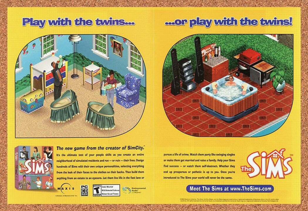 Sims PC Original 2002 Ad Authentic Funny Witty Video Game Promo v3