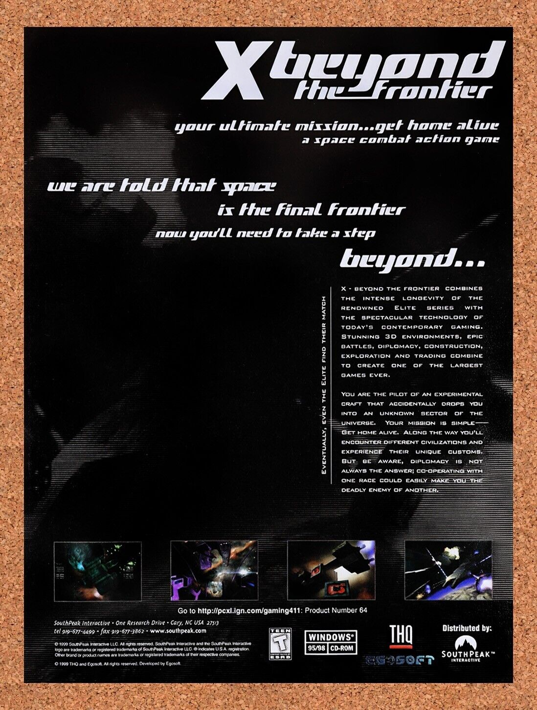 2000 X Beyond The Frontier PC Original Advertisement / Retro Wall Art v1