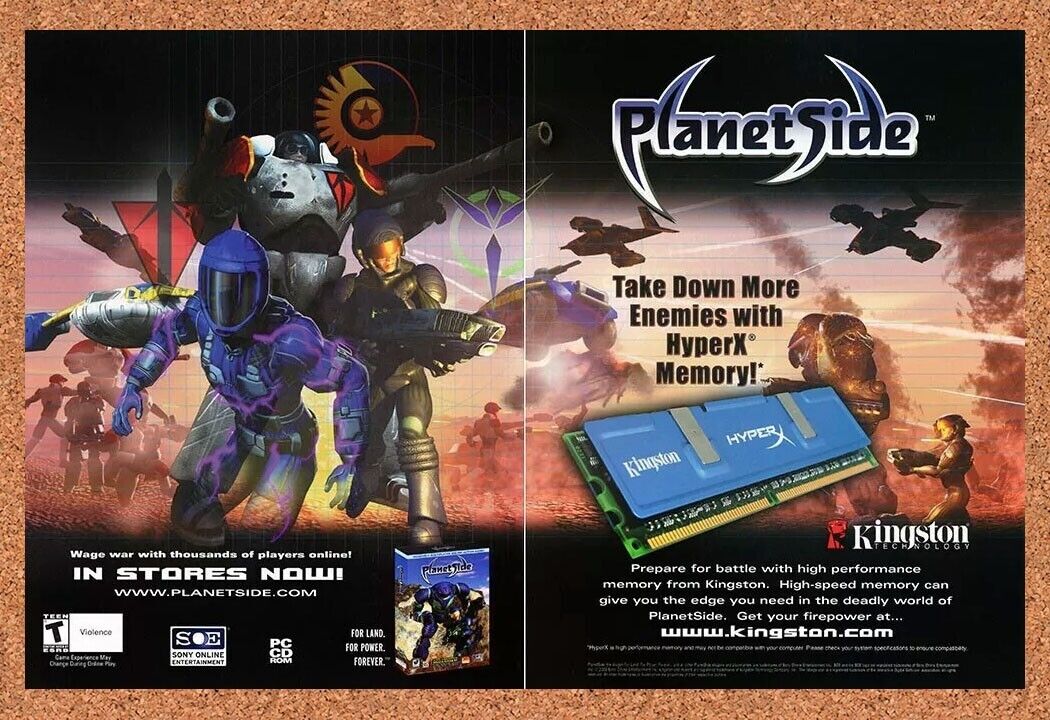 PlanetSide PC Original 2005 Ad Authentic Kingston HyperX RAM Video Game Promo