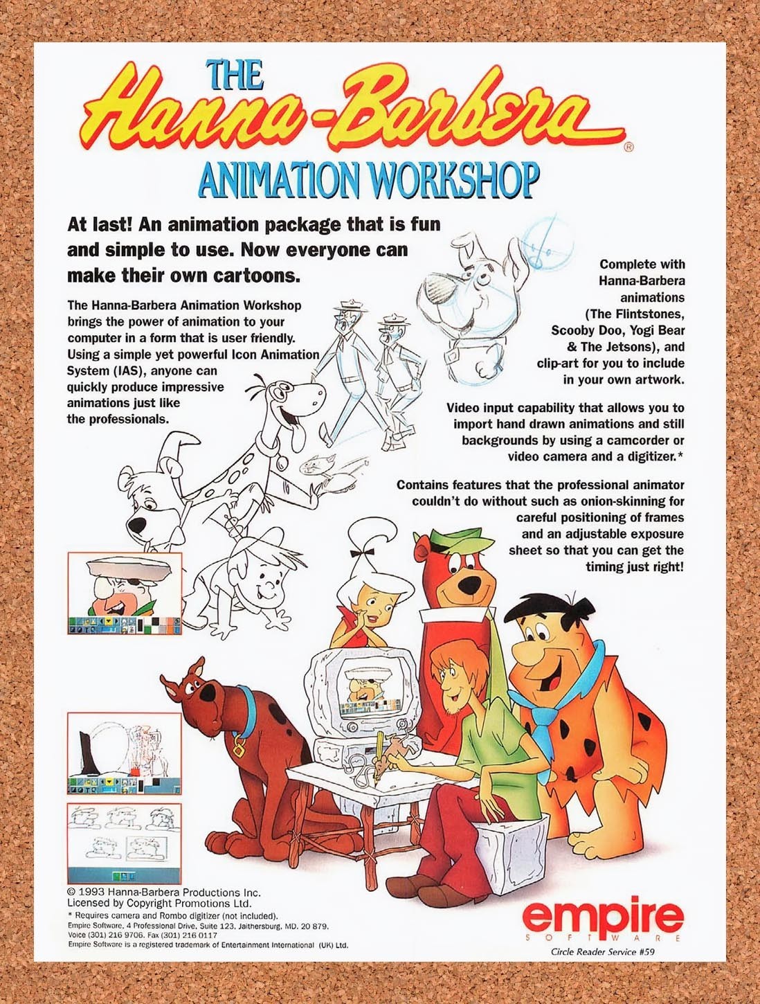 1994 Hanna-Barbera Animation Workshop PC Original Advertisement / Retro Promo v1