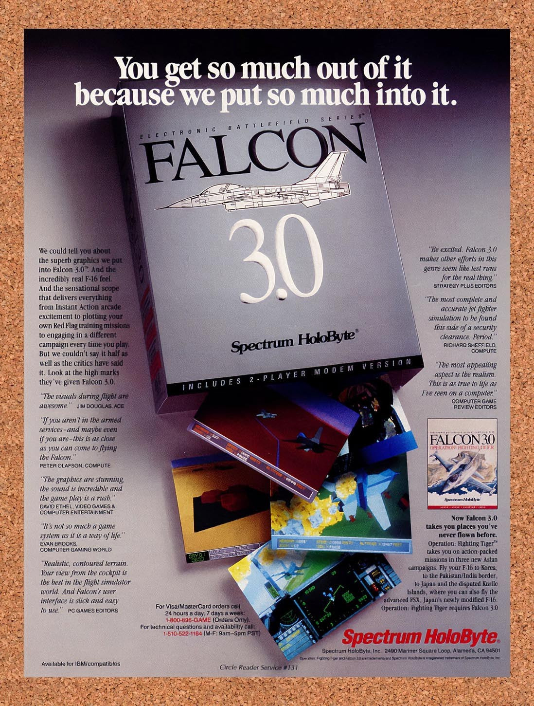 1992 Falcon 3.0 IBM Original Advertisement / Retro Promo v2