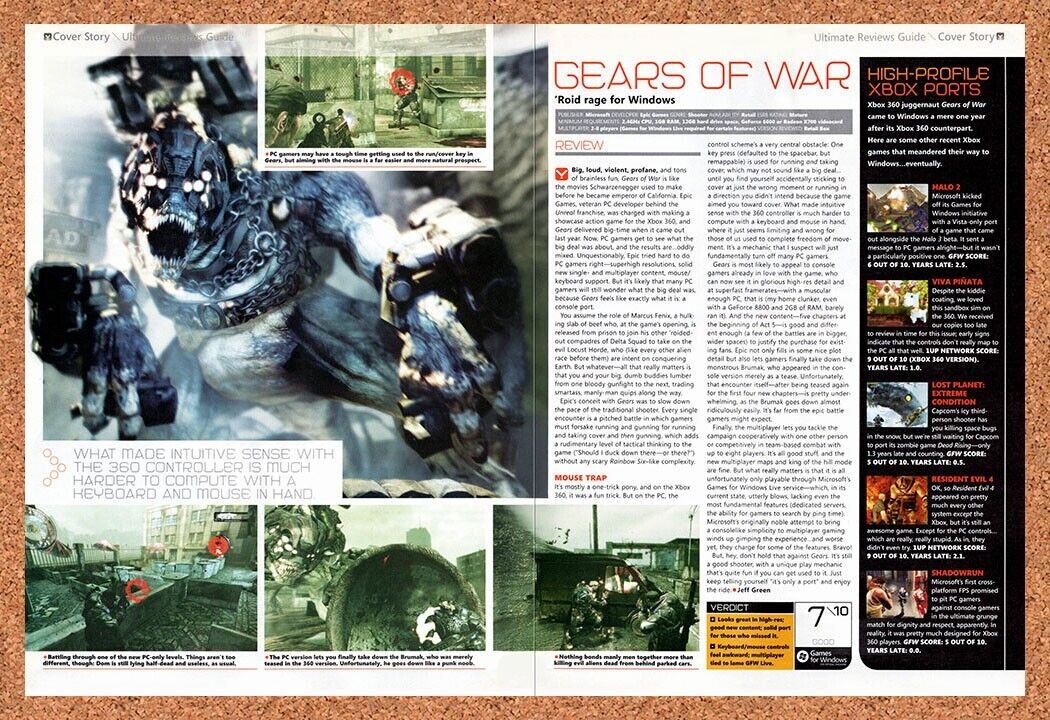 Gears Of War PC Original 2008 Vintage Ad - Video Game Review Art Promo