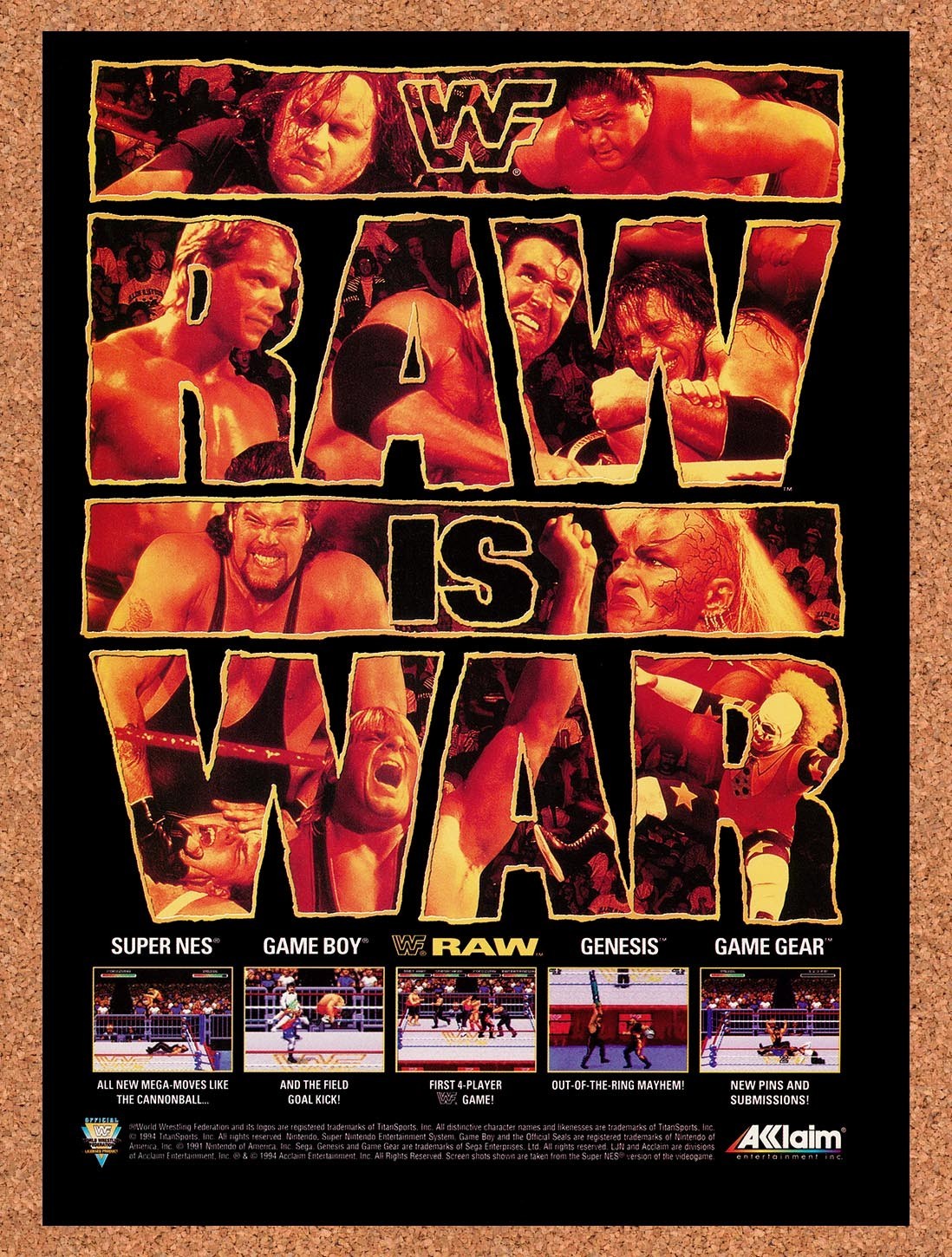 1994 WWF Raw SNES Original Advertisement / Retro Promo v1