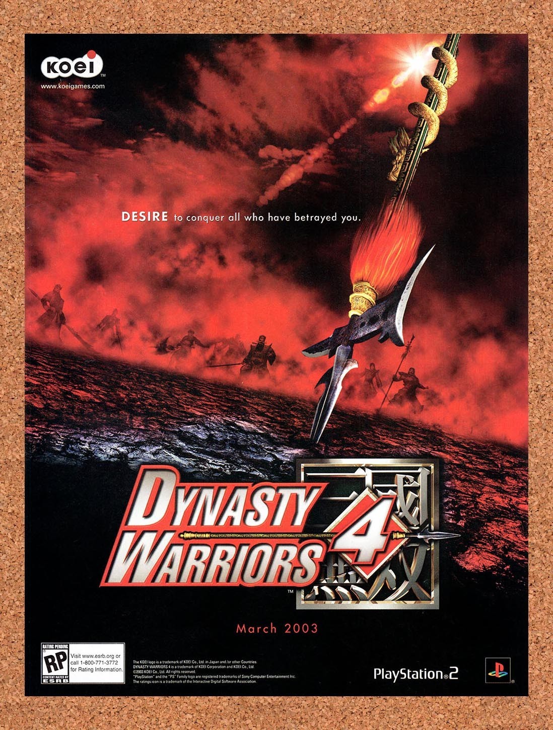 2003 Dynasty Warriors 4 PS2 Original Advertisement / Retro Promo v4