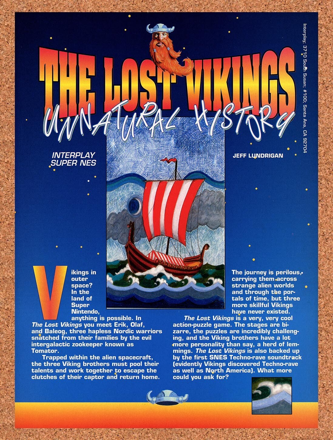 1993 Lost Vikings SNES Review Original Advertisement / Retro Wall Art v4