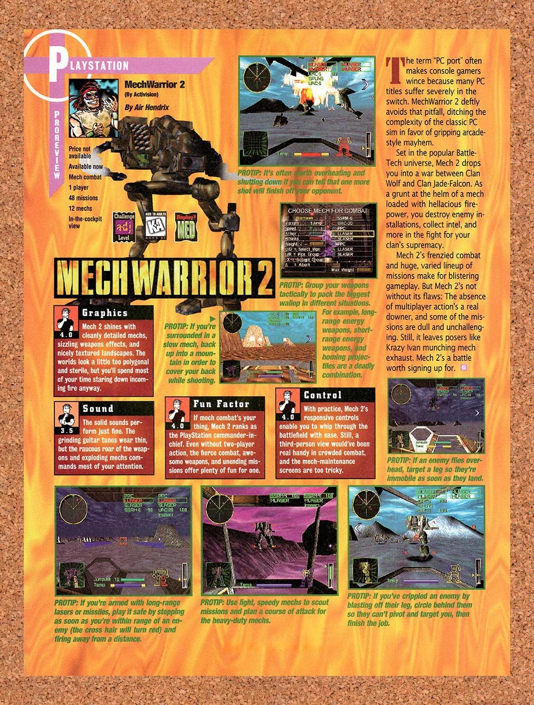 1997 MechWarrior 2 PS1 Original Advertisement / Retro Promo vr1