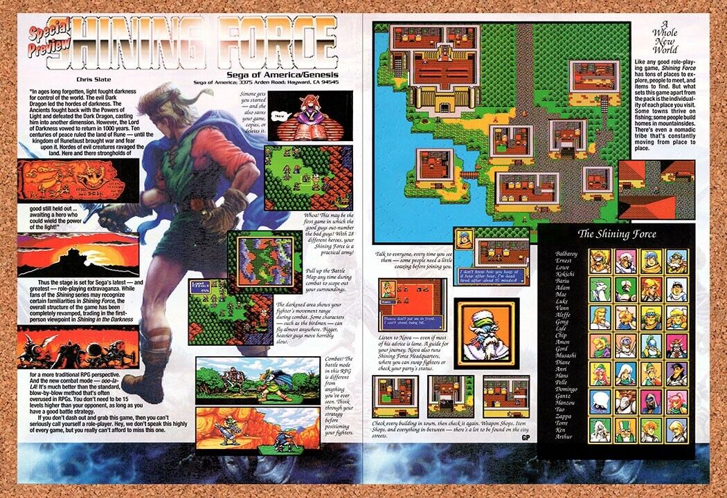 1993 Shining Force Genesis Original Advertisement / Retro Wall Art v2
