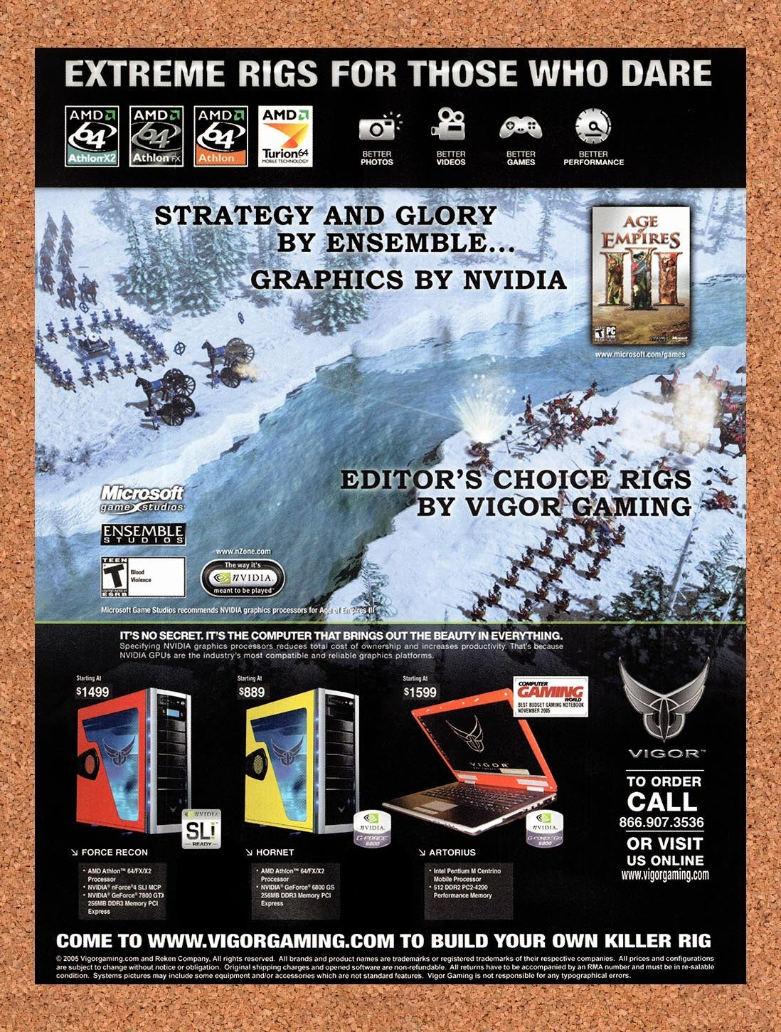 2006 Age Of Empires III Vigor Gaming Rigs Original Advertisement / Promo v2