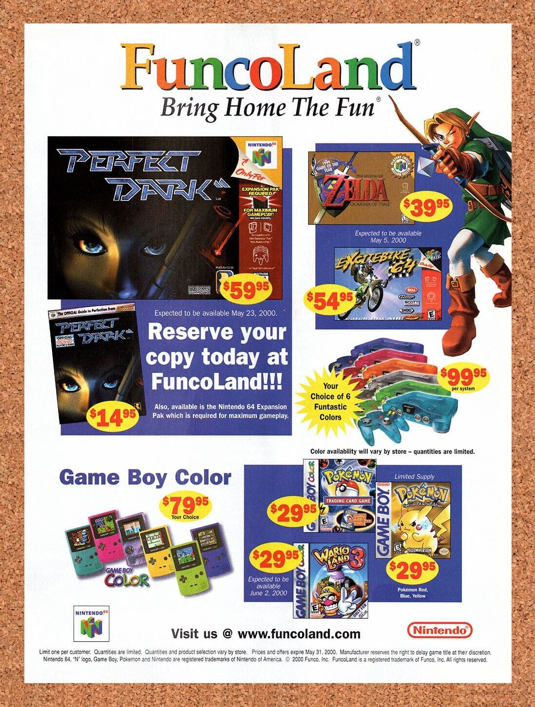 FuncoLand N64 Original 2000 Vintage Ad - Zelda Perfect Dark Video Game Promo