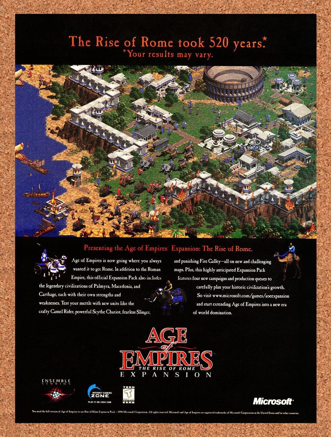 Age Of Empires Rise Of Rome PC Original 1998 Vintage Ad - Video Game Promo