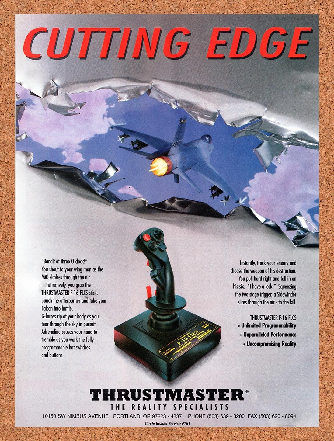 1994 Thrustmaster F-16 FLCS Original Advertisement / Retro Promo v1