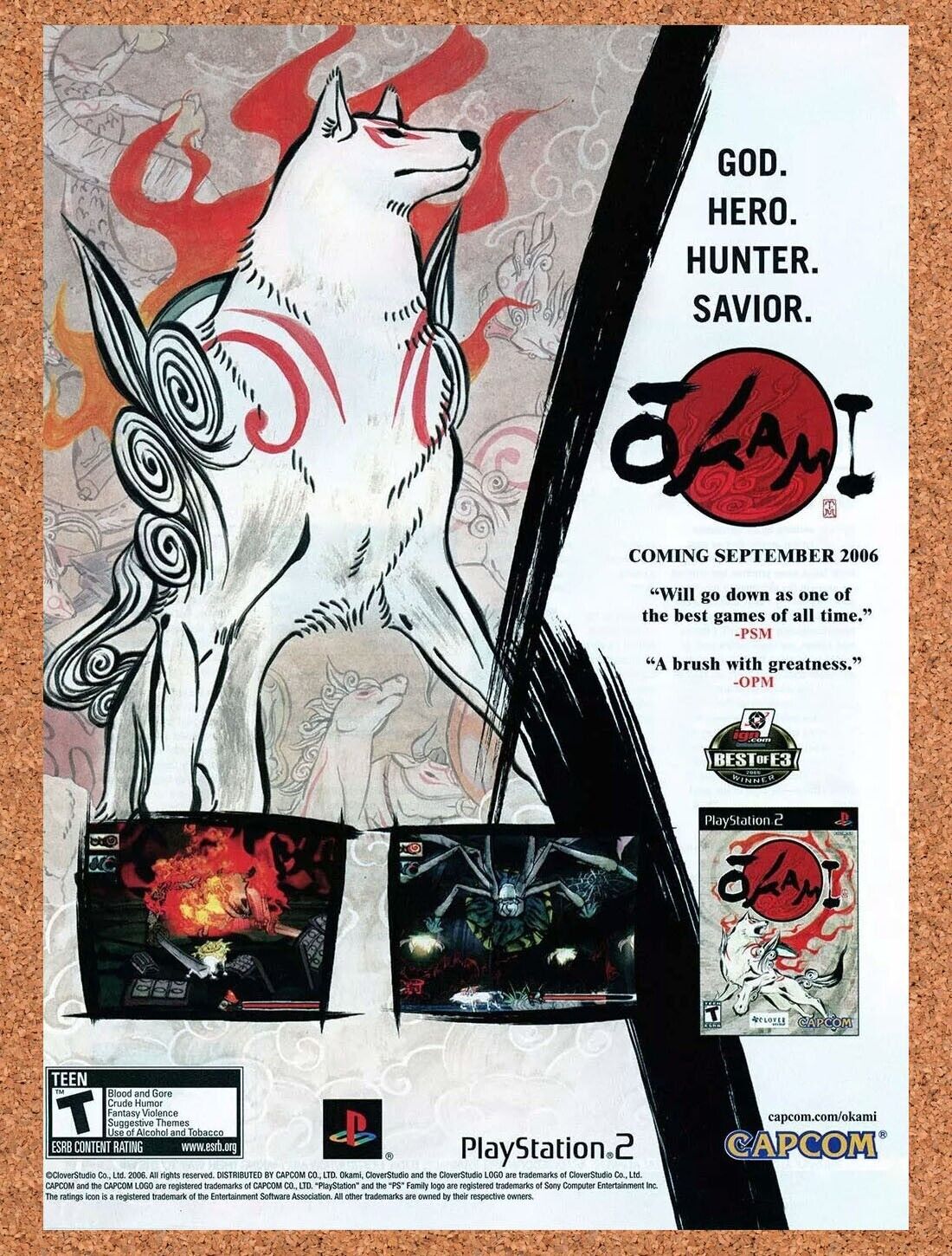 Okami PS2 Original 2007 Ad Authentic Capcom PlayStation Video Game Promo