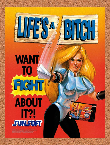 1993 World Heroes SNES Original Advertisement / Retro Promo v3