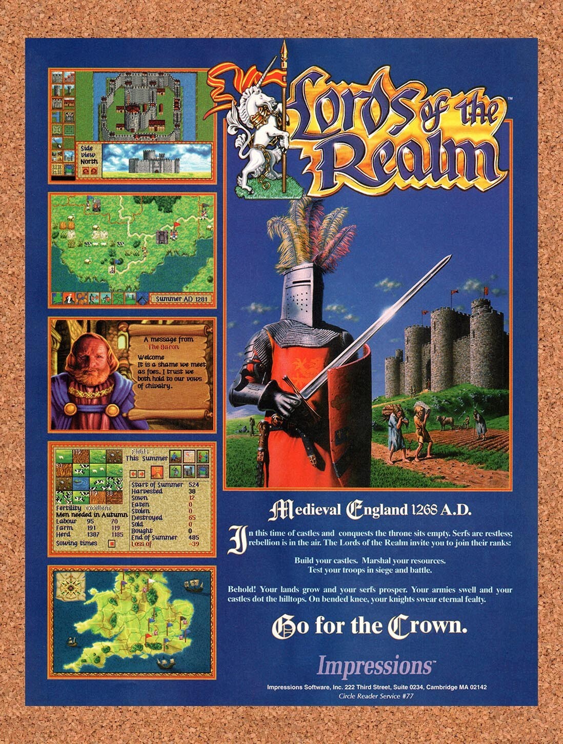 1994 Lords Of The Realm DOS Original Advertisement / Retro Wall Art v1
