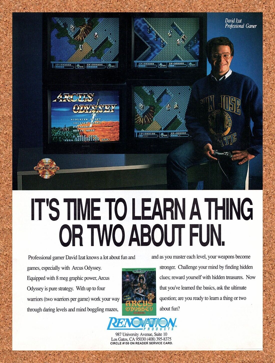 1990 Arcus Odyssey Genesis Original Advertisement / Retro Wall Art v1