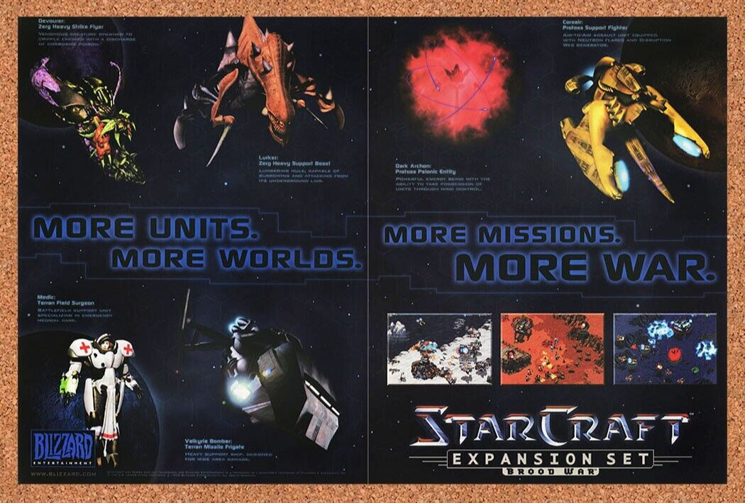 StarCraft Brood War Expansion PC Original 2001 Ad Authentic Video Game Promo