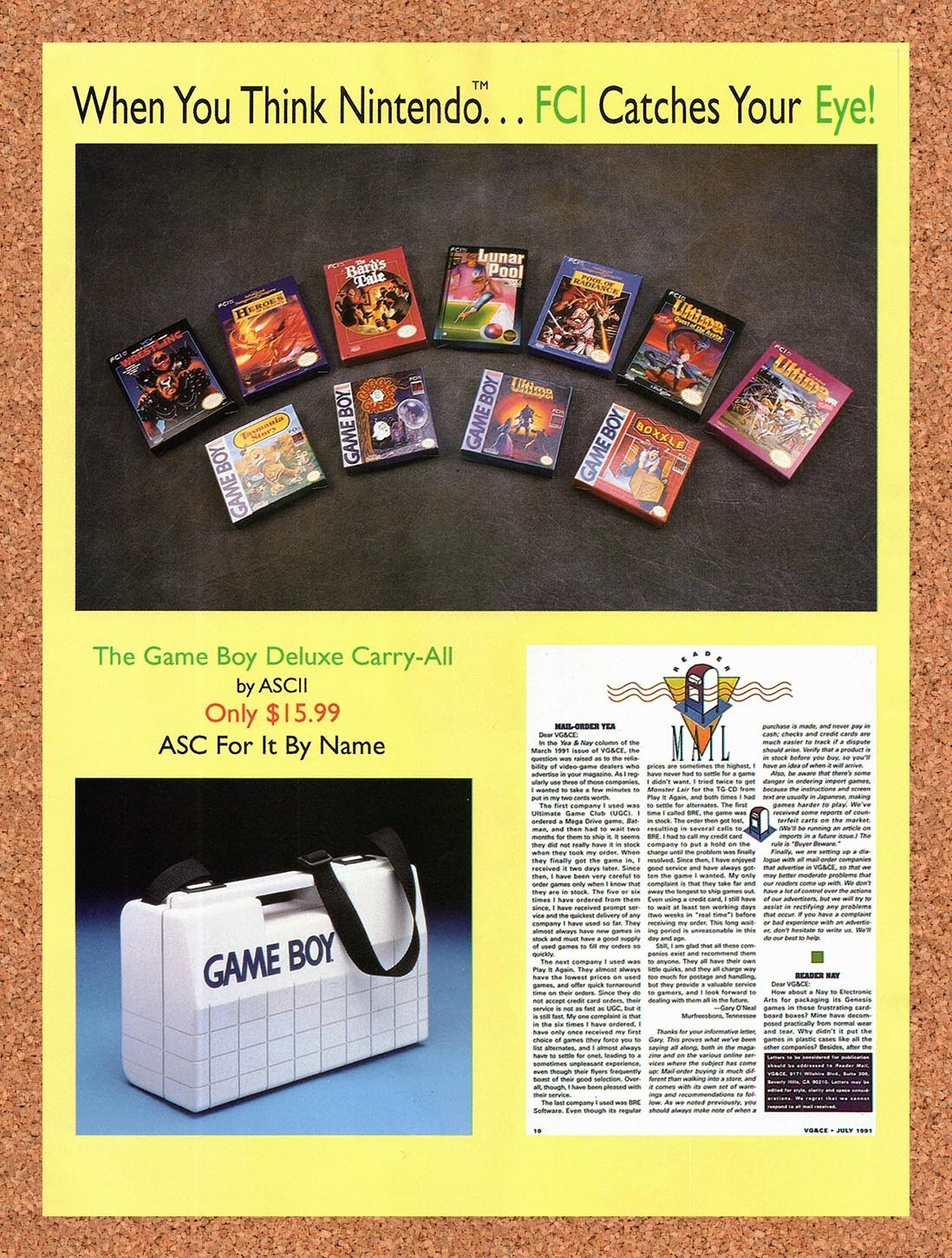 1991 Nintendo Game Boy Deluxe Carry-All Original Advertisement / Retro Promo va8