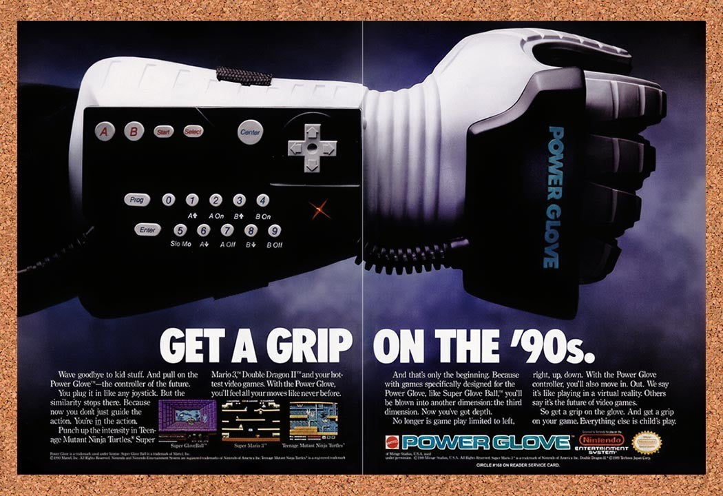 1990 Nintendo Power Glove NES Original Advertisement / Retro Promo v4